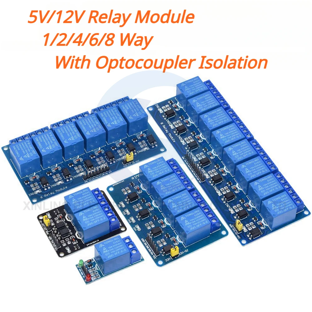 Relay Module 1 Channel - 5/12V 1/2/4/6/8 Kanal Röle Modülü Optocoupler