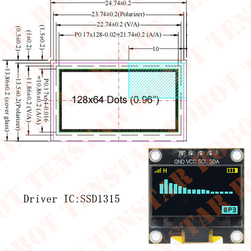 TENSTAR 0.96 Inç OLED SSD1306  - Ssd1306 incelemesi ve fiyatı